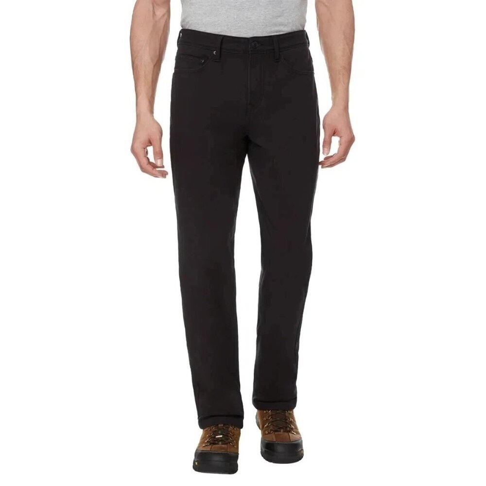 CAT Fleece-Lined Canvas Pants Black Men's 42x30 Durable Workwear K1076